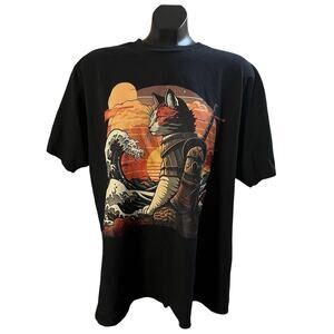 Port & Company Samurai Cat Graphic T-Shirt XL Black
